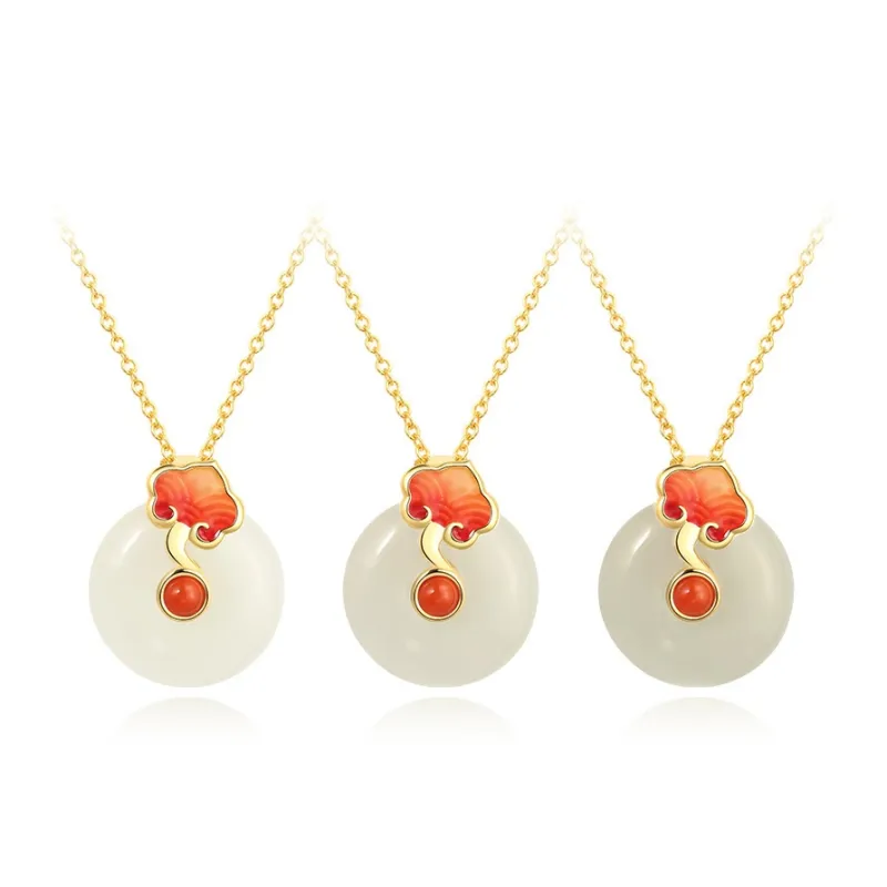 WEITIANXUAN Hetian Jade Necklaces Pale Greenish White Jade Women's-1