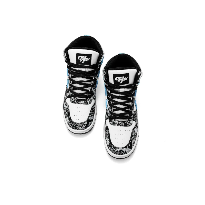 Crayon Shinchan Slip Resistant Coverage High Top Skateboard Shoes-18