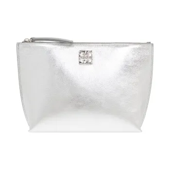 GIVENCHY Leather Clutch Women's Silver