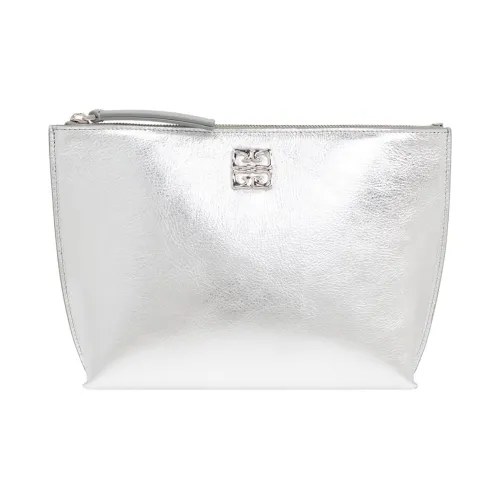 GIVENCHY Leather Clutch Women's Silver