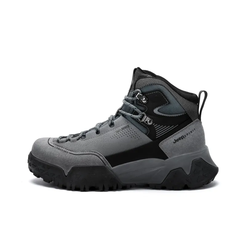JEEP SPIRIT Slip Resistant, Abrasion Resistant, Waterproof High Top Outdoor Shoes Men's Black Gray-0