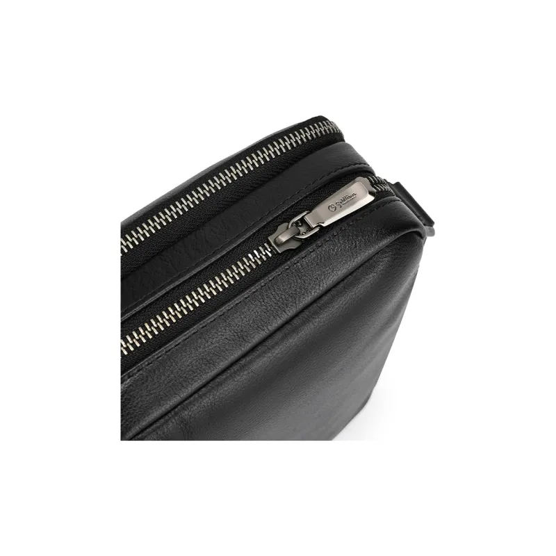 GOLDLION Cow Leather Bonded Synthetic Leather Crossbody Bag Shoulder Bag Medium Size Men's Black-3
