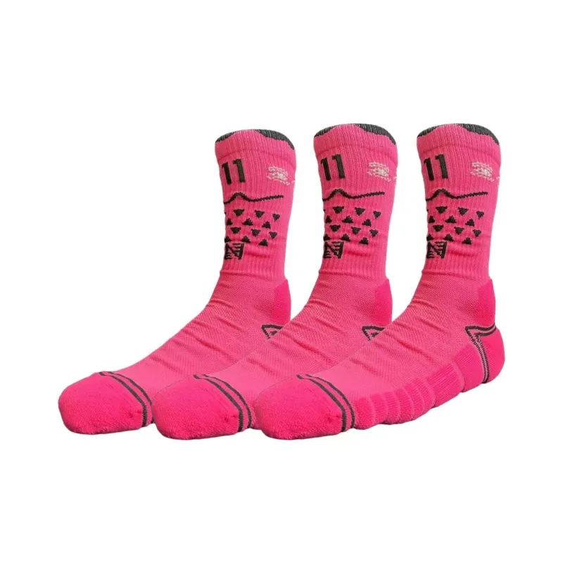 UZPO Basketball Socks Unisex 3 Pack Pink-0