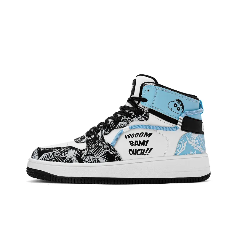 Crayon Shinchan Slip Resistant Coverage High Top Skateboard Shoes-14