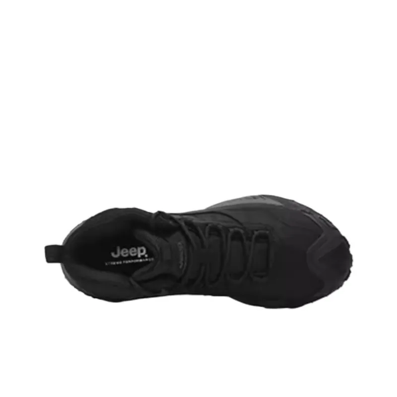 Jeep Cushioning Anti Slip Wear Resistant Impact Resistant Lightweight Mid Top Hiking Shoes Unisex Black-2