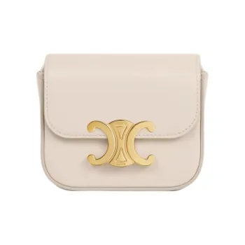 CELINE Triomphe Calfskin Shoulder Bag, Crossbody Bag Mini Women's Light Beige