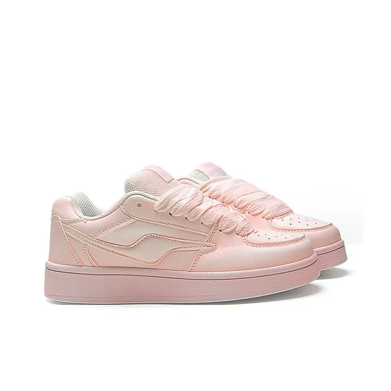 STUR YSN Wear resistant And Lightweight Low Top Skateboard Shoes Women's White/Pink Distressed-3