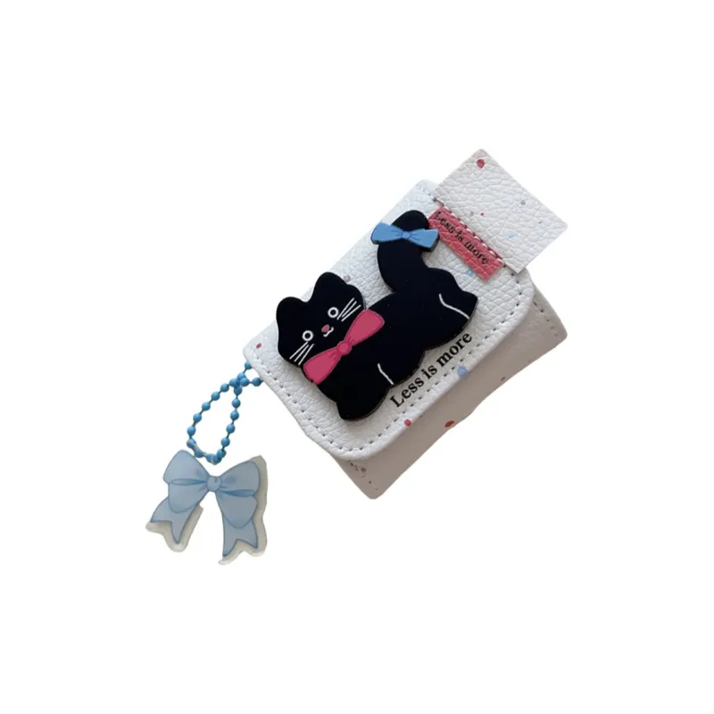 Baohuguang Compatible With AirPods Pro 2/1/3/Pro Leather Ins Cute 3D Effect Bowknot Kitten Headphone Cases-5