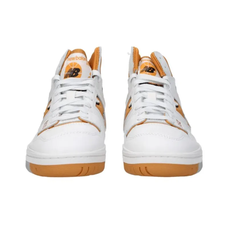 New Balance NB 650 Anti Slip Wear Resistant High Top Vintage Basketball Shoes Men's White Orange-3