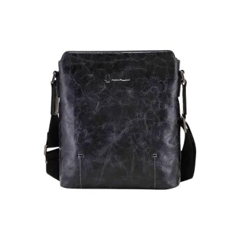 Hush Puppies Cow Leather Crossbody Bag Shoulder Bag Medium Size Men's Blue