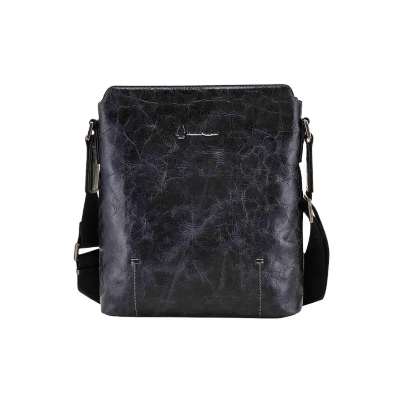 Hush Puppies Cow Leather Crossbody Bag Shoulder Bag Medium Size Men's Blue-0