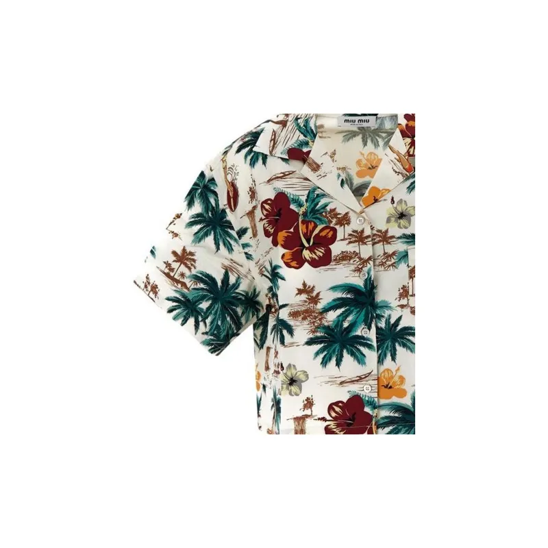 MIU MIU Graphic Printed Short Sleeved Shirt-2