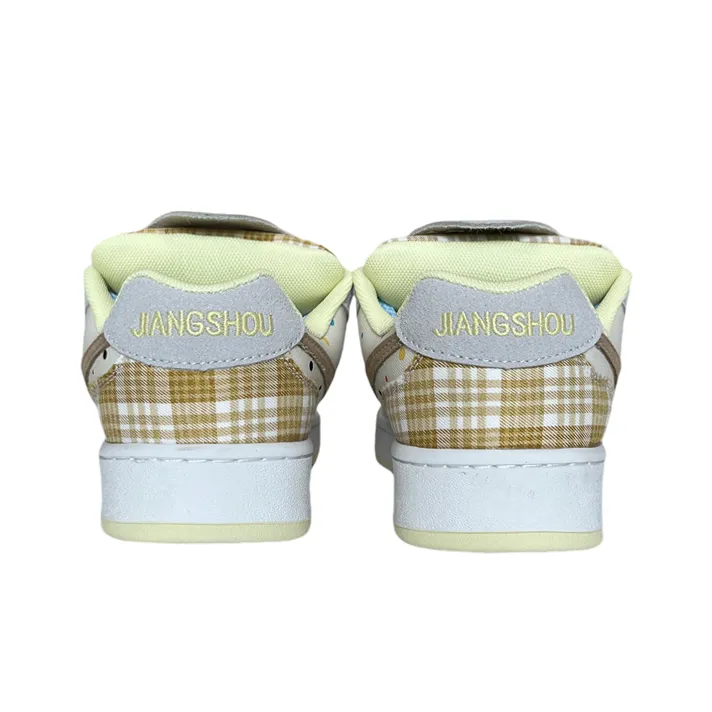 JIANGSHOU Lightweight Wear Resistant And Slip Resistant Low Top Skateboard Shoes Women's Beige Brown-6