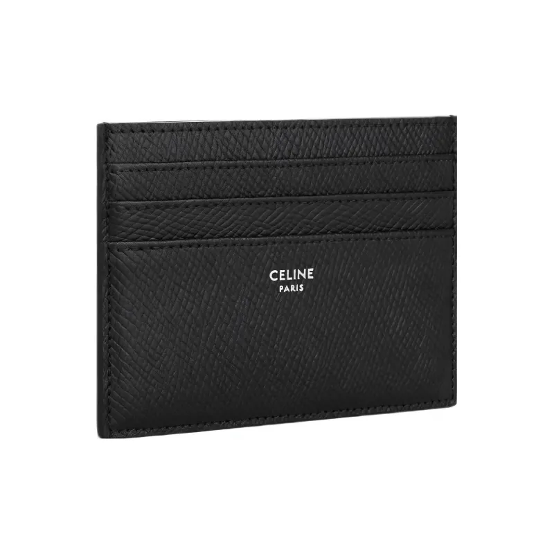 CELINE Grain Cow Leather Card Holder Large Size Men's Black-1