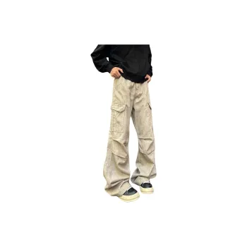PAINT STAIN Casual Pants Unisex Apricot
