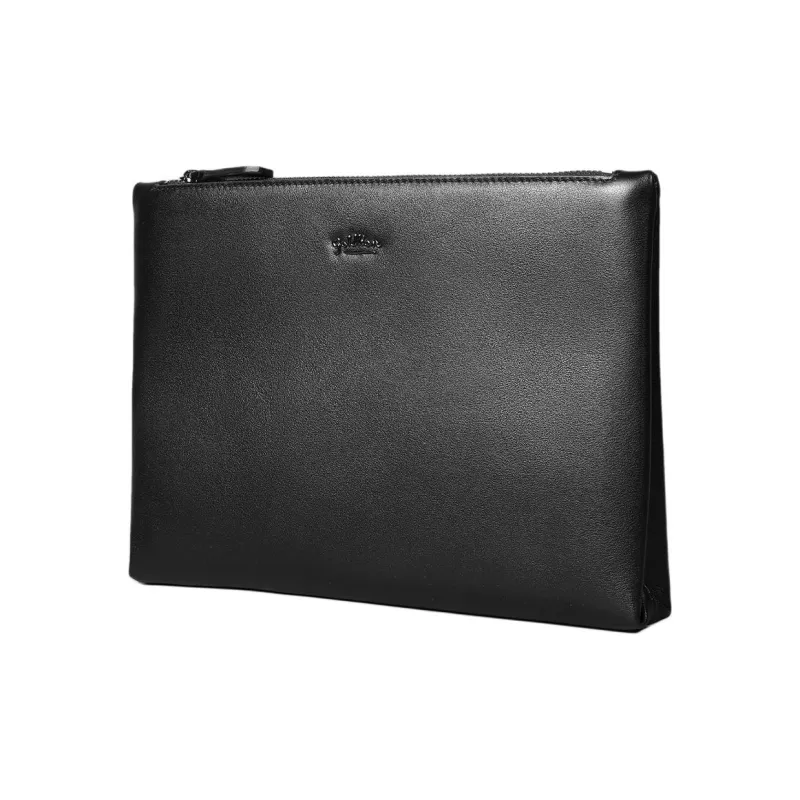 GOLDLION Top Grain Cow Leather Clutch Regular Men Black-2