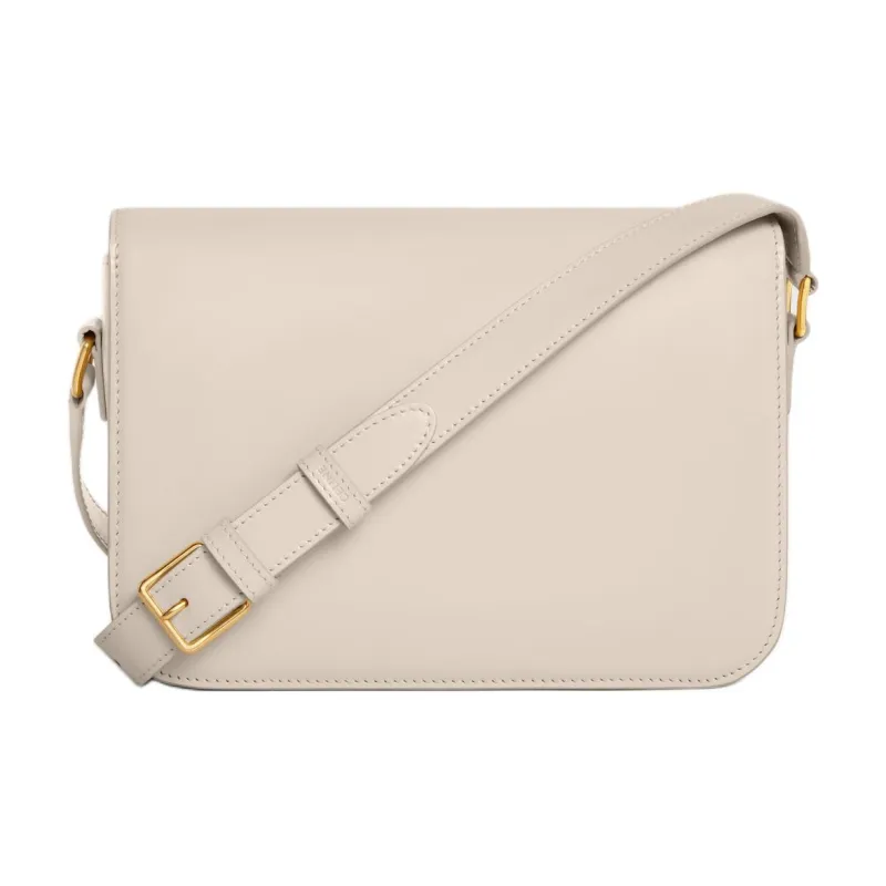 CELINE Triomphe Shiny Calfskin Shoulder Bag Crossbody Bag Women's Light Beige-2