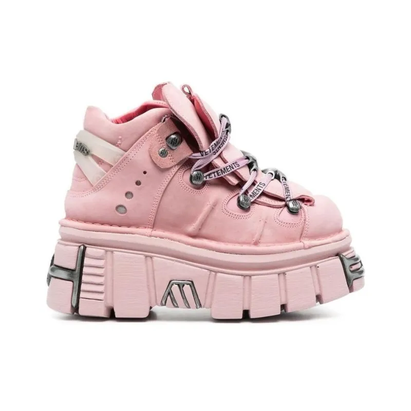 NEW ROCK x Vetements Mid-Top Platform Shoes Women's Pink-1