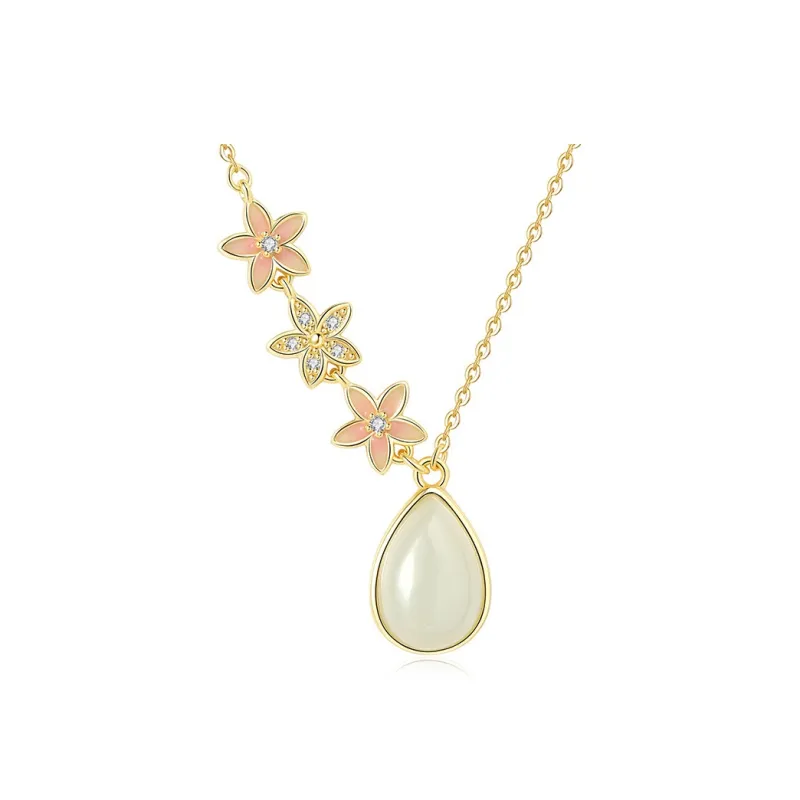 WEITIANXUAN Hetian Jade Necklaces Pale Greenish White Jade Women's-0