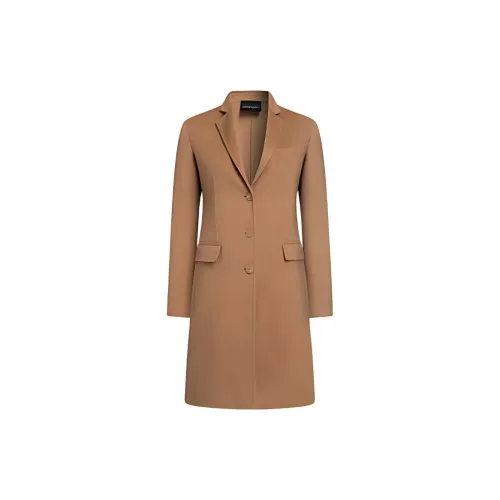 EMPORIO ARMANI Velvet-feel Coat Women's Brown