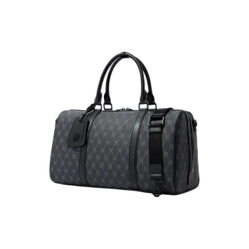 FION Mountain And Sea Journey Series Artificial Leather Travel Gym Bag Men's Classic Black