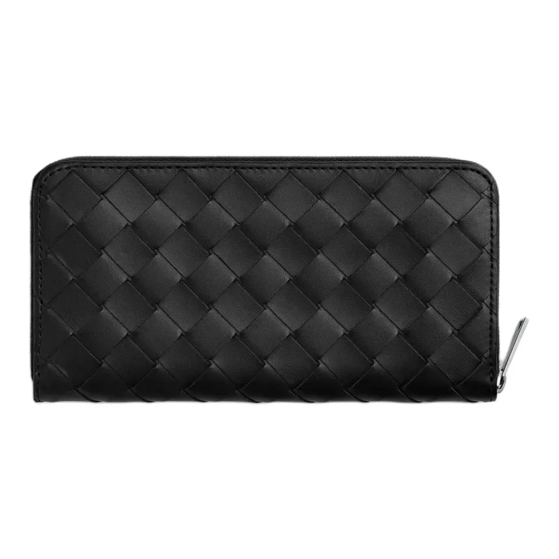 Bottega Veneta Intrecciato Calfskin Wallet Men's Black/Orchid Brown-1