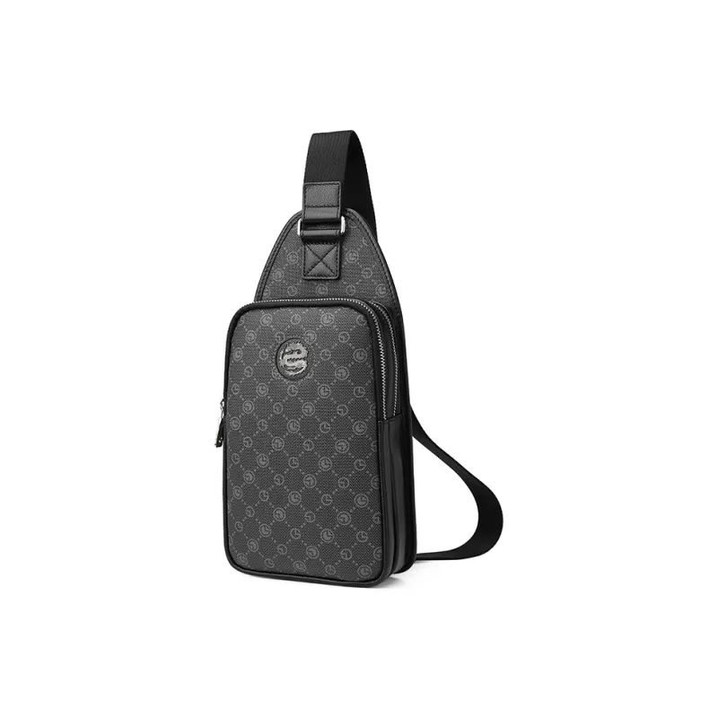 GOLDLION PVC Sling Bag Medium Size Men's Black-1