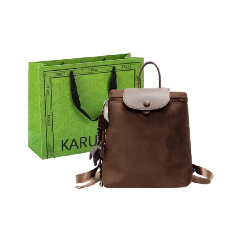 KARUISHA Leather Velvet Backpack Regular Women's Multicolor-4