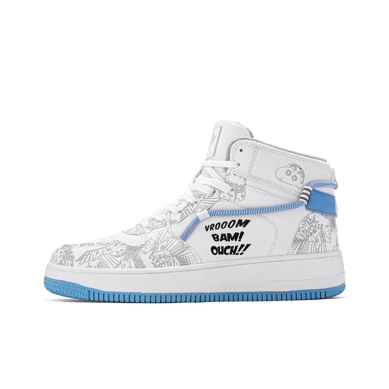 Crayon Shinchan Slip Resistant Coverage High Top Skateboard Shoes-1