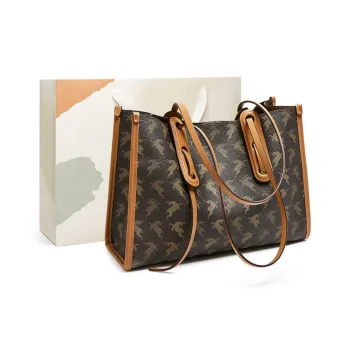 15 MINS PVC Tote Bag Shoulder Bag Large Size Women's Coffee