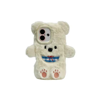 Wei Xin Plush Material Fleece Scarf Bear Phone Cases Compatible With IPhone 16/15 Pro Max/Apple 13/14 Pro Max/12