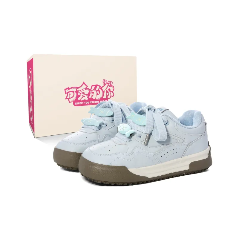 Lovely You Wear resistant And Lightweight Low Top Skateboard Shoes Women's Blue-6