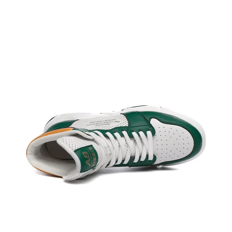 Babinda Men's Shoes Slip-Resistant High-Top Casual Shoes Men's White Green-1