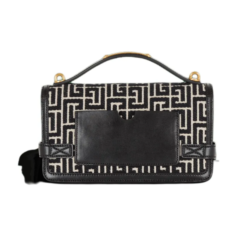 BALMAIN B-BUZZ Cotton One Shoulder Handbag Crossbody Bag Women's Black-2