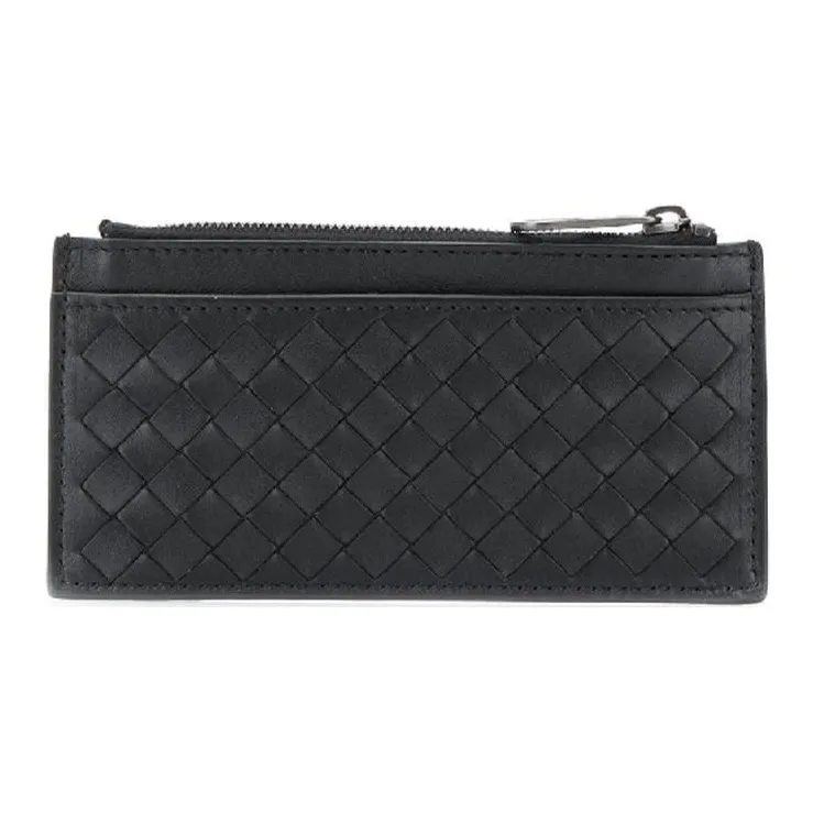 Bottega Veneta Leather Wallet, Card Holder Men's Black-0