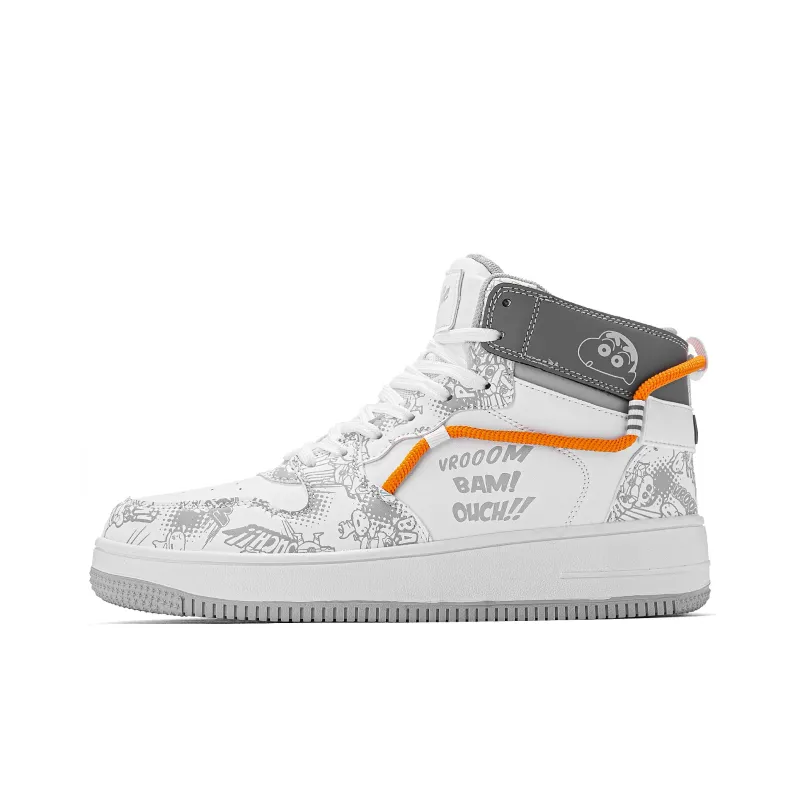Crayon Shinchan Slip Resistant Coverage High Top Skateboard Shoes-21
