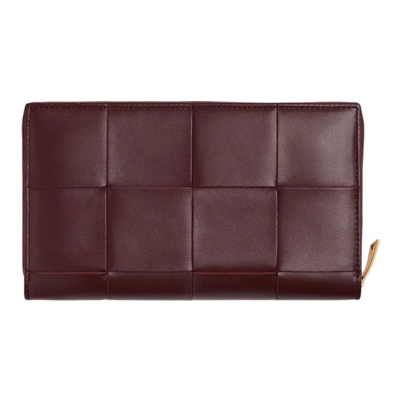 Bottega Veneta CASSETTE Lambskin Wallet Women's Madder Brown & Rosewood-1