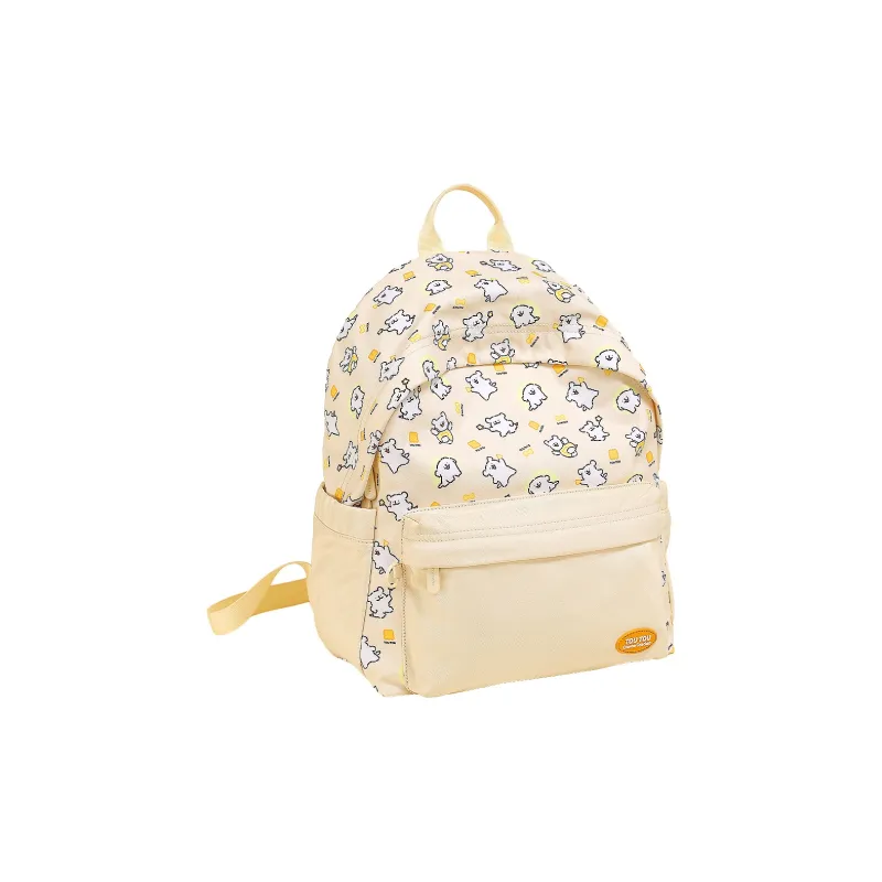 TOUTOU Maltese Collaboration Fabric Backpack Large Size Women's Cream Yellow/Sea Salt Blue-2