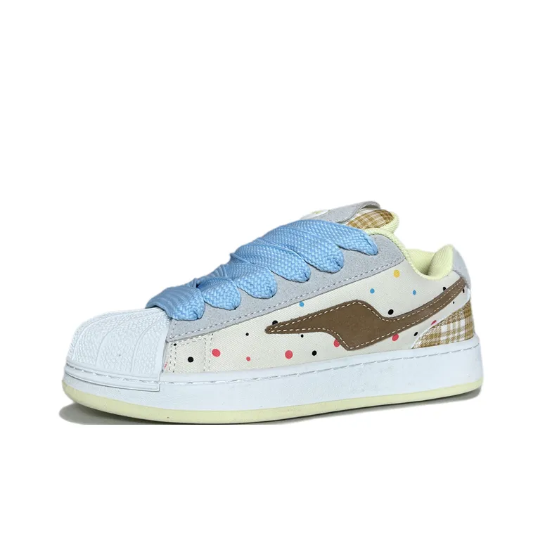 JIANGSHOU Lightweight Wear Resistant And Slip Resistant Low Top Skateboard Shoes Women's Beige Brown-2