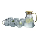 Ashtray Crystal Diamond Teapot+Gradient Blue Crystal Diamond Cup 6 Pack