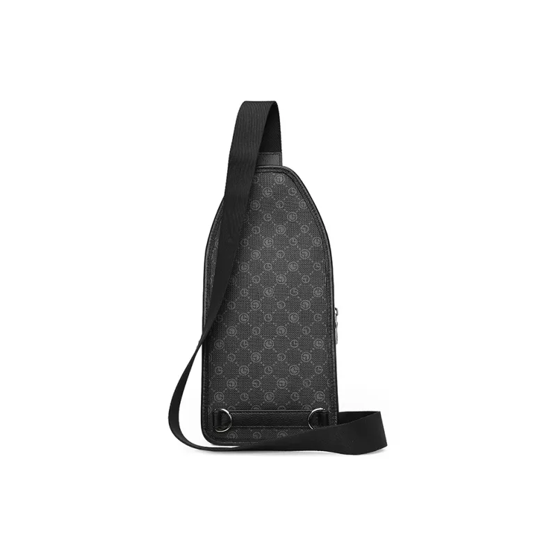 GOLDLION PVC Sling Bag Medium Size Men's Black-2
