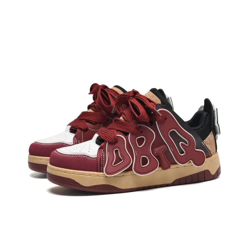 ABCIO Anti Slip Wear Resistant Low Top Skateboard Shoes Women's White Red-35