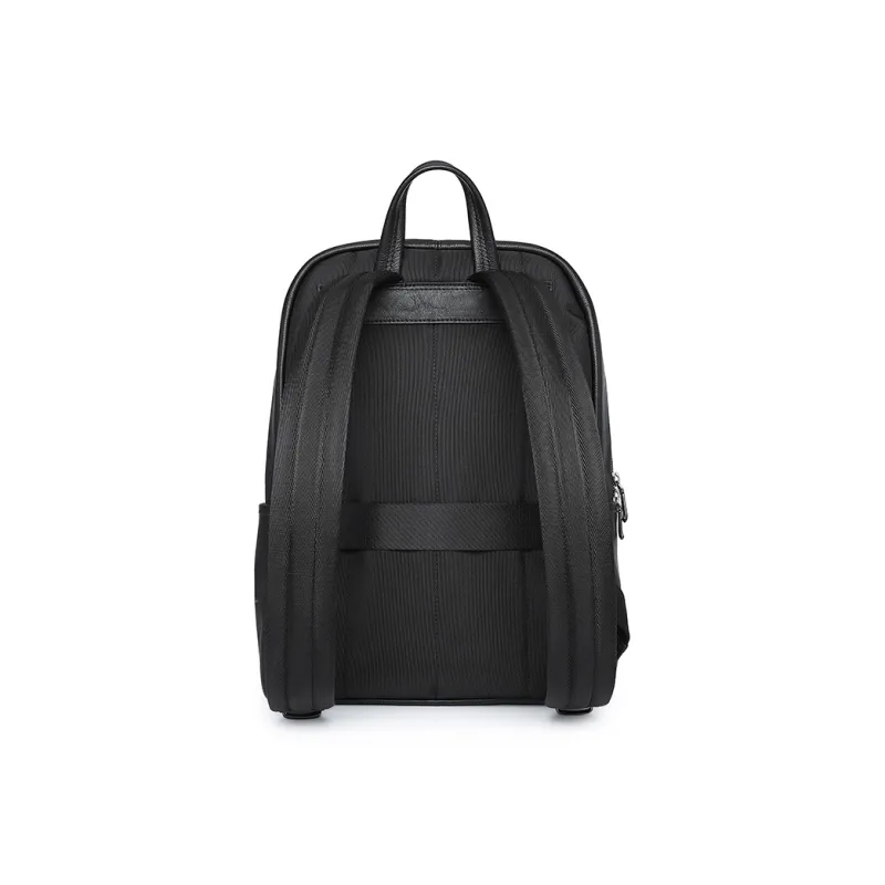 GOLDLION Cow Leather Fabric Synthetic Leather Backpack Large Size Men's Black-3