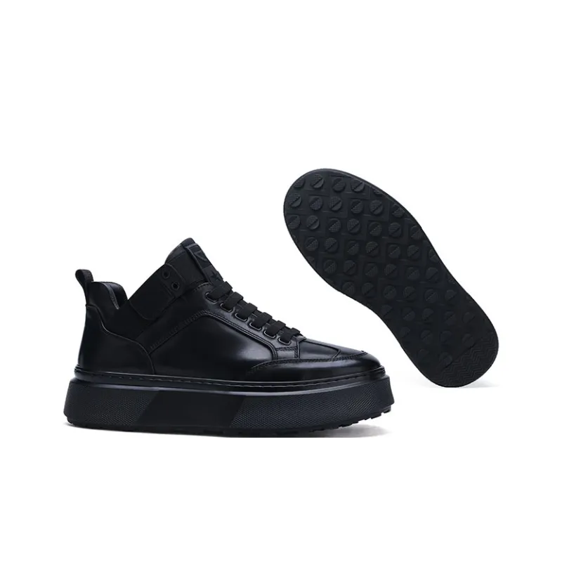 U7 Warm Slip Resistant Cushioning Wear Resistant Mid Top Skateboard Shoes Men's Black-3