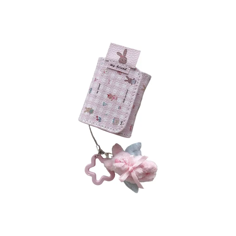 Baohuguang Compatible With AirPods 1/2/3 Leather Ins Korean Style Plaid Tulip Rabbit Impact Resistant Headphone Cases-4