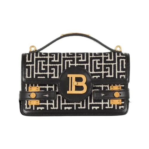 BALMAIN B BUZZ Cotton One Shoulder Handbag Crossbody Bag Women's Black