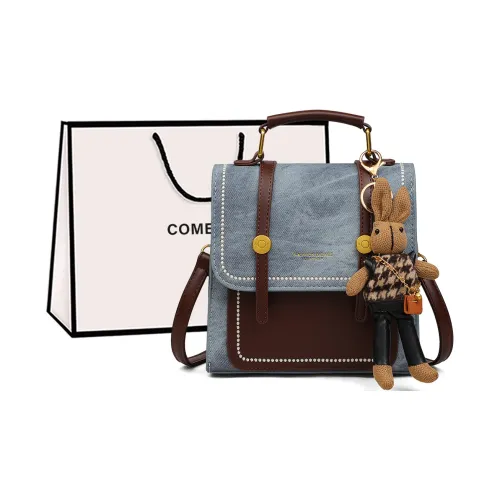 COMELY Synthetic Leather Small Backpack Regular Women's Denim Blue