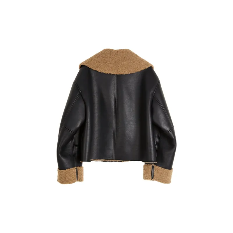 ELLE Leather Jacket Women's Black-1