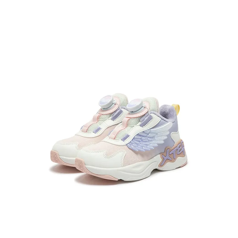 XTEP Anti Slip Wear Resistant Low Top Kids Lifestyle Shoes Sail White Snow Blue Purple Kids'-1