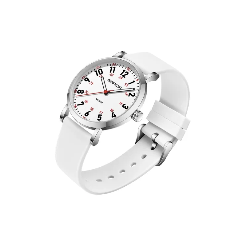 Sanda Quartz Movement Silicone Strap Watch Unisex White Dial-2